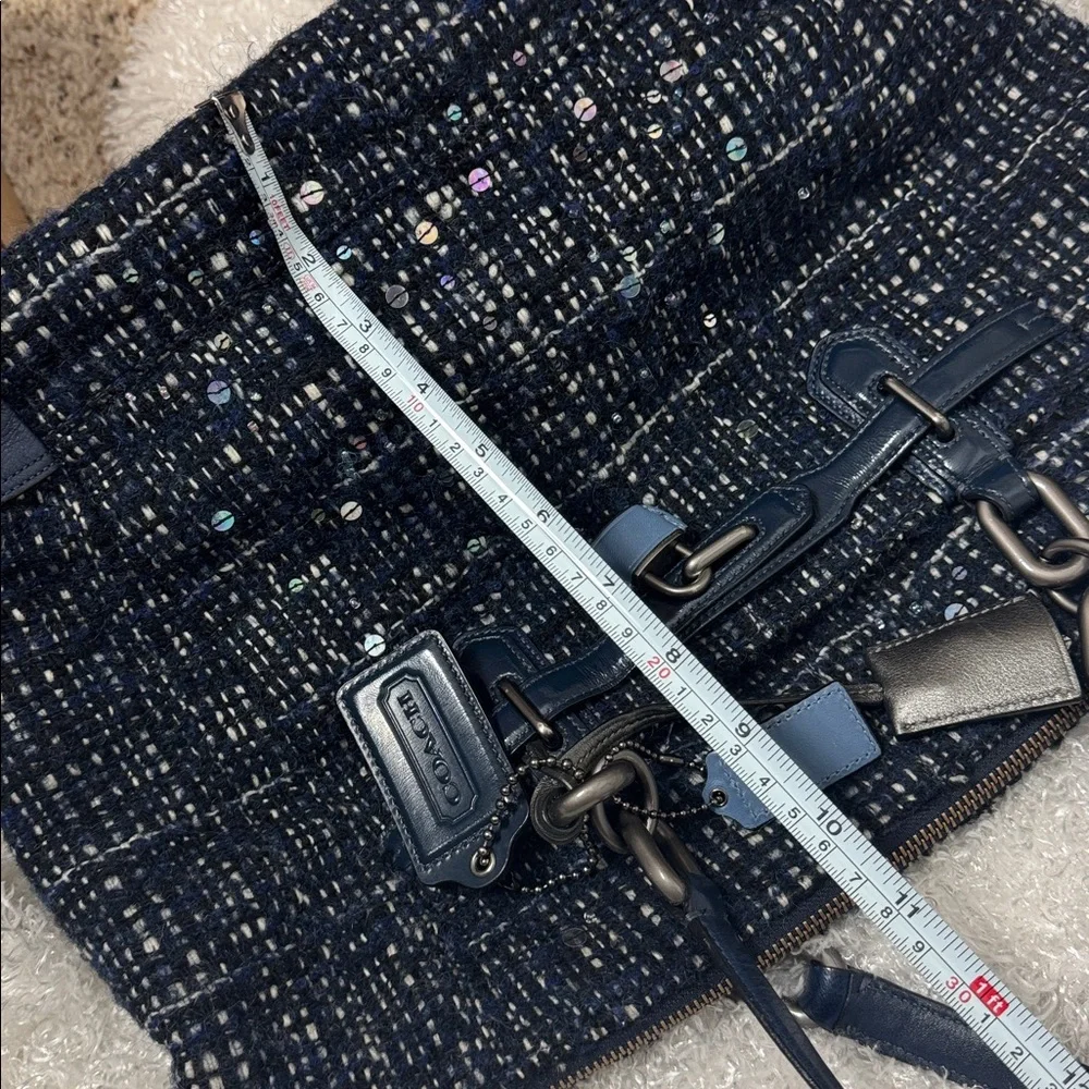 Coach Chelsea Boucle Mersin tweed shoulder tote blue tones large purse